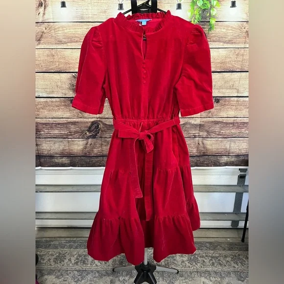 Draper James RSVP Red Corduroy Dress Size Small - Picture 2 of 10